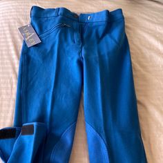 Nwt/Nip Ashley Breeches. Clarino Knee Patches. Front Zip Pocket. Hook Waist Closure. Ankle Velcro. Inseam So Probably 28 Regular. Gorgeous Color! Blue Winter Workwear Bottoms, Classic Blue Bottoms For Fall, Classic Blue Winter Bottoms, Dressy Vest, Fur Vest Women, Knee Patches, Denim Wear, Crop Top Dress, Leather Vest