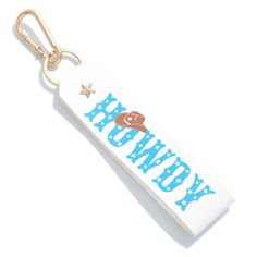 This Western Keychain Wristlet is the perfect accessory; tame any wild night with the classic styling of a trusty lasso for your keys. Yee-haw!Measures approx. 7" long White Adjustable Wristlet With Key Leash, Adjustable White Wristlet With Key Leash, Trendy White Keychain With Key Leash, Trendy White Wristlet With Keychain, Trendy White Rectangular Keychains, Trendy White Wristlet, Western Keychain, Snacks Easy, Accessory Inspo