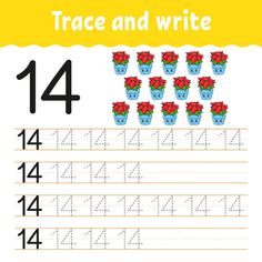 trace and write with flowers on the page for children to learn how to write numbers