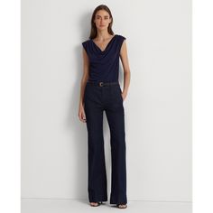 Cut from soft stretch-infused jersey this sleeveless top features a cowlneck and chain embellishments at the shoulders for effortless elegance. Elegant Workwear Tank Top, Effortless Elegance, Sleeveless Top, Shirt Blouses, Embellishments, Ralph Lauren, Chain, Clothes For Women, Pants