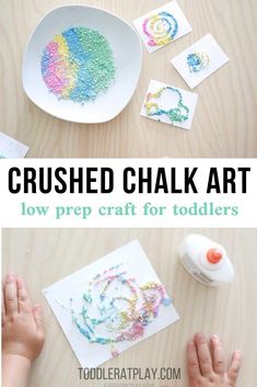 this is an easy and fun art project for toddlers to do with crumbd chalk