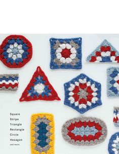 crochet grannys square, triangle, rectangle, and pentagon afghan patterns