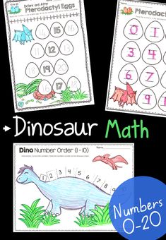 Dinosaur Math Kindergarten, Dinosaur Science Activities, Dinosaurs Prek, Dinosaur Math Activities, Math Display, Dinosaur Math, Fairy Poppins, Kids Learning Numbers, Kindergarten Numbers