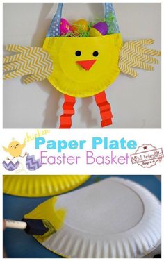 paper plate easter basket craft for kids