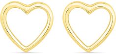 Zales Heart Stud Earrings in 10K Gold Yellow Gold Open Heart Earrings, Heart Stud Earrings, Heart Frame, Heart Studs, Open Heart, Heart Earrings Studs, 10k Gold, Heart Design, Post Earrings