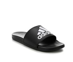 Men's Adidas Cloudfoam Sport Slides. Slide into comfort wearing the Adilette Cloudfoam + Logo Slide. These classic Adidas designed slides feature a Cloudfoam footbed for the ultimate experience in comfort, injected EVA outsole for lightweight traction, and a thick padded strap lining. Get easy comfortable style by adding the Adidas Adilette Cloudfoam + Logo Slide to your cart today! Synthetic Adidas branded upper, Easy slide-on design, Open toe, Cloudfoam comfort footbed, Injected EVA outsole fo Adidas Slides With Branded Insole, Comfortable Adidas Slip-on Slides, Adidas Synthetic Slip-on Slides, Adidas Slip-resistant Slip-on Slides, Adidas Slip-on Slides, Adidas Synthetic Slides For Swimming, Comfortable Adidas Slides With Synthetic Material, Adidas Cushioned Slides For Sports, Adidas Sports Slide Sandals