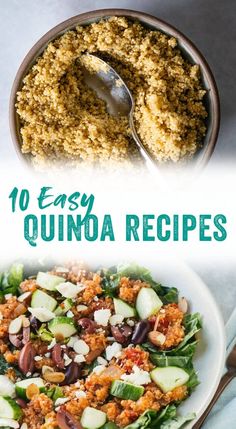 the top 10 easy quinoa recipes for lunch or dinner, including salads and side dishes