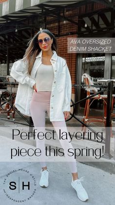 The "Ava" whitewash denim shacket is the perfect layering piece this spring! Style inspiration | Outfit inspiration | Style guide | Spring looks | Spring outfit inspiration #styleinspiration #outfitinspiration #styleguide #springlooks #springoutfitinspiration Spring Style Inspiration, Denim Shacket, Light Wash Denim, Layering Pieces, Denim Fabric