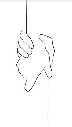 a line drawing of two hands holding on to a pole with one hand reaching for the other