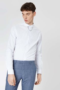 Long Skirt Formal, Fitted White Shirt, The Spike, Formal Shirt Dress, Collar Chain, Formal Skirt, Work Week, Plain Shirts, White Shirts