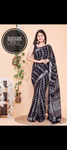 Discover timeless elegance with our Handblock Printed Linen by Cotton Saree, a masterpiece that blends tradition with modern sophistication. Crafted meticulously by skilled artisans, each saree tells a story of craftsmanship and heritage. Made from high-quality linen and cotton blend, this saree promises comfort along with a luxurious feel. The handblock printing technique used ensures that each motif is unique and exquisitely detailed, making it a wearable piece of art. Whether you wear it for Indian Textiles, Printed Linen, Cotton Saree, Dress Clothes For Women, Cotton Linen, Sustainable Fashion, Timeless Elegance, Dress Outfits, Bathing Beauties