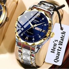 Brand New Banbony Luxury Stainless Steel Multifunctional Watch - Roman Numerals Dial, Rhinestones Accents, Luminous Hands, Water-Resistant, Ideal Birthday, Holiday, Anniversary Gift For Men Mens Anniversary Gifts, Accessories Luxury, Roman Numerals, Gift For Men, Quartz Watch, Blue Gold, Accessories Watches, Anniversary Gift, Anniversary Gifts