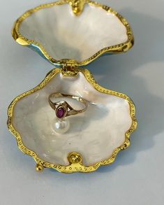 an open shell with a ring in it