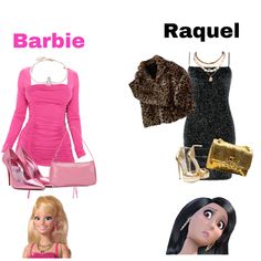 barbie dolls are dressed up in clothes and shoes for the role of rappuel