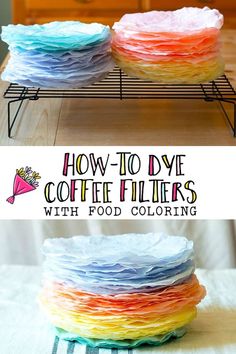 how to dye coffee filters with food coloring on the bottom, and in the middle