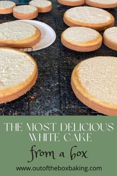 the most delicious white cake from a box is ready to be baked in the oven