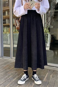 High Waist Loose Vintage Black Skirts – Tomscloth Black Full Length Winter Skirt, Casual Black Full Skirt Bottoms, Black Full-length Skirt For Fall, Full Length Black Skirt For Fall, Casual Black Full Skirt, Black Skirted Bottoms, Casual Full Black Skirt, Black Flared Skirt For Fall, Winter Full Skirt Black Bottoms