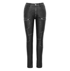 Gothic Skinny Leather Pants Punk Rock Women, Goddess Artemis, Fashion Png, Punk Pants, Mode Punk, Metal Embellishments, Fitted Pants, Trouser Design, Moda Punk