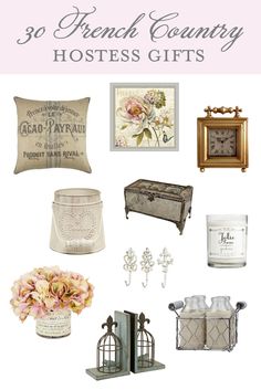 the ultimate gift guide for french country hostesses gifts are on display in this postcard