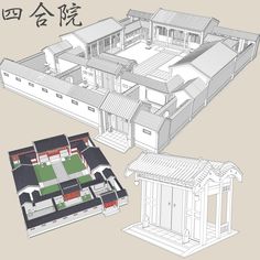 an architectural drawing of a chinese house