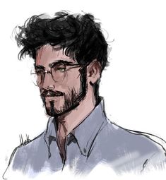 a drawing of a man with glasses and a beard