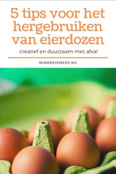 eggs in a green bowl with the title 5 tips vor het hererbruken van eierdozen