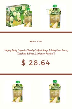 two packages of happy baby organic cucumber and baby food pears, $ 28 64