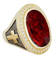 Ecclesiastical 14k Gold Plated Bishop & Archbishop Ring 1.25 inch Center Stone 20 Microns of Yellow Gold Over 50 Hand set Stones Episcopal rings Dimension main stone: 1.25 inch x 1 inch Ships from CA USA Free Priority Shipping Red 14k Gold Ring Gift, Red 14k Gold Polished Jewelry, Red 14k Gold Jewelry With Polished Finish, Red Polished Lab-created Ruby Jewelry, Red Lab-created Ruby Jewelry With Polished Finish, Red Diamond Jewelry With Polished Finish, Red 14k Gold Jewelry With Accent Stones, 14k Gold Red Jewelry With Accent Stones, Oval Gold Jewelry With Lab-created Ruby