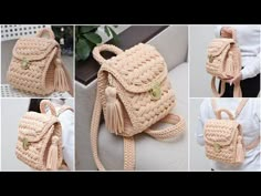 Uma mochila de crochê incrível com um padrão de marshmallow (puff) um tutorial em vídeo - YouTube Crocheted Backpack, Marshmallow Bag, Wayuu Bags Pattern, Crochet Backpack Pattern, Loom Knitting Projects, Crochet Backpack, Crochet Bag Tutorials, Wayuu Bag, Pack Your Bags