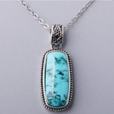 Brand New. Large Silver Tone Turquoise Rectangular Pendant. Buy It For Yourself Or Give It As A Gift. Perfect For The Holidays. Bohemian Blue Necklace With Rectangular Pendant, Bohemian Blue Rectangular Pendant Necklace, Rectangular Blue Turquoise Necklace For Gifting, Blue Rectangular Turquoise Necklace Gift, Bohemian Turquoise Rectangular Necklace, Bohemian Blue Rectangular Necklace, Turquoise Meaning, Ring Charm Necklace, Symbol Of Wisdom