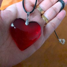 "❤️ Large Stunning Red Heart Glass Necklace, Large Heart Necklace, Heart Jewellery, Red Heart Necklace, Gift for Her/Anniversary/Love Necklace ❤️ Size: 18\" + 5cm extension. 2mm  Thickness  ❤️ If you want a shorter Necklace length (14\" or 16\") - Message me ❤️ Heart Size: 4.3cm ❤️ Many Heart Jewelleries available. Buy 3 or more items and get 10% Discount  ❤️ Comes with Gift Bag ❤️ Items are posted by Royal Mail ❤️ Please Note: The Buyer is responsible for any return postage costs  ❤️ All Artificial Jewellery is suggested to be kept out of the reach of water as it may tarnish ❤️ If you have any questions, please do not hesitate to contact me :) ⭐️ Check out my other items for Great Jewellery at Affordable Prices ⭐️" Red Heart Necklace, Heart Jewellery, Bag Items, Heart Red, Artificial Jewellery, Large Heart, Necklace Heart, Valentines Gifts For Her, Necklace Size