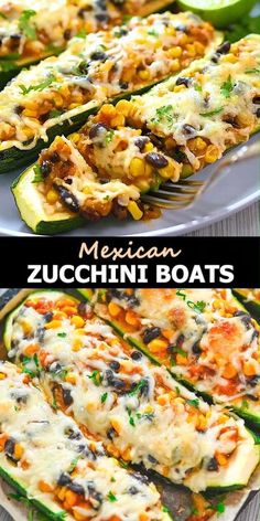 mexican zucchini boats with cheese and vegetables