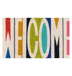 the word welcome is made up of multicolored letters