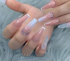 Long Acrylic Nail Designs, Blue Acrylic Nails, Fall Acrylic Nails