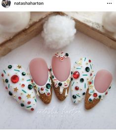 Christmas Nail, Christmas Nail Art, Pretty Acrylic Nails, Manicure E Pedicure, Cute Acrylic Nails