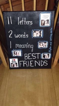 a chalkboard with pictures on it that says, letters 2 words meaning best friends