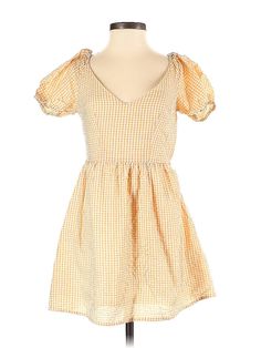 Urban Outfitters Casual Dress Size: X-Small Orange Dresses - used. 65% Polyester, 35% Cotton, Square, Checkered/Gingham, Short, Short Sleeve | Urban Outfitters Casual Dress: Orange Checkered/Gingham Dresses - Used - Size X-Small Gingham V-neck Mini Dress For Picnic, Plaid V-neck Mini Dress For Picnic, Fitted V-neck Mini Dress For Picnic, Casual Gingham Puff Sleeve Dress, Casual Gingham Dress With Puff Sleeves, Plaid Short Sleeve Spring Dress, Short Sleeve Gingham Mini Dress For Brunch, Gingham Mini Dress For Spring, Plaid Short Sleeve Dress For Spring