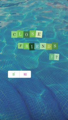 the words close friends are placed on top of each other in an empty swimming pool