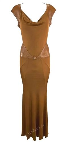 Luxury Brown Party Dress, Versace Gown, Backless Gown, Donatella Versace, Saddle Brown, Caramel Brown, Gianni Versace, The Fall, Saddle