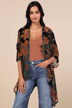 You'll easily impress your guests when you throw on the Lulus Decidedly Elevated Green Floral Burnout Velvet Cropped Shawl! This chic shawl has a Boho-chic design, with a burnout floral print that dances across plush velvet fabric. Dolman-inspired sleeves lend an airy effect, while the open front makes this perfect for layering with your favorite 'fits! Notched hems complete the look. 75% Viscose, 25% Polyester. Hand Wash Separately. Do Not Bleach. Do Not Tumble Dry. Iron Low Heat. Hang To Dry. Imported. Lulus | Decidedly Elevated Green Floral Burnout Velvet Cropped Shawl. Boho Chic Design, Velvet Burnout, Burnout Velvet, Chic Design, Velvet Fabric, Scarf Shawl, Front Open, Apparel Accessories, Boho Chic