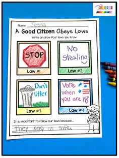 a good citizen obeys laws worksheet with crayons