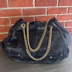 Euc Never Used! Made In Italy Black Suede Metallic With Gold Chain Convertible Straps Can Be Worn Two Different Ways 12” Tall 21.5” Wide 9” Deep Handle Drop 6”-15” Depending On How You Wear Bag Black Bags With Chain Strap For Everyday Use, Chic Hobo Bag With Chain Strap For Travel, Hobo Crossbody Bag With Chain Strap For Everyday Use, Leather Hobo Bag With Chain Strap For Everyday, Leather Bags With Chain Strap For Everyday Use, Everyday Hobo Bag With Chain Strap Tote, Everyday Clutch Bag With Chain Strap, Everyday Hobo Bag With Chain Strap, Black Bag With Chain Strap For Everyday Use