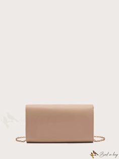 BirdinBag - Chain-Flap Square Bag with Metal Decor Evening Bags With Chain Strap And Flap, Evening Bag With Chain Strap And Flap, Beige Crossbody Bag With Fold Over Clasp, Everyday Flap Bag With Chain Strap, Beige Clutch Bag With Fold Over Clasp, Beige Rectangular Shoulder Bag With Fold Over Clasp, Beige Evening Flap Shoulder Bag, Beige Satchel Bag With Fold Over Clasp, Everyday Envelope Bag With Detachable Strap