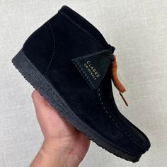 Clarks Wallabee Boot “Black Suede" Men 8.5. Brand New 100% Authentic. Fast Shipping All Sales Final Casual Black Boots With Suede Lining, Black Moc Toe Sneakers With Leather Sole, Olive Green Sneakers, Clarks Shoes Mens, Clarks Originals Men, Clarks Wallabee, Brown Leather Sneakers, Clarks Wallabees, Men's Clarks