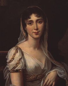 a painting of a woman wearing a white dress