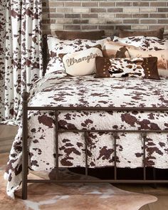 Wrangler Spotted Quilt Set - Cowhide Print Bedding - Your Western Decor Cowboy Bedroom, King Quilt Bedding, Western Bedroom Decor, Western Rooms, Western Bedding, Western Bedroom, Cowhide Print, Ranch Decor, King Size Pillows