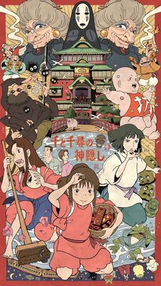 an anime poster with many different characters on it