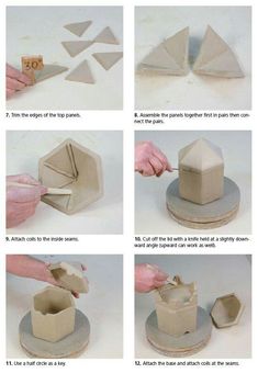 instructions on how to make an origami vase out of clay and paper machs