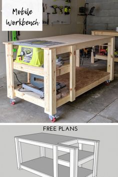 the diy mobile workbench is made from wood