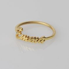 14k Solid Gold Name Ring-Personalized Ring-Initial Ring-Letter Ring-Personalized Gift-Customized Jewelry Minimalist look and dainty design ABOUT PRODUCTS; My products are 14k Solid Gold(Real Gold) Comes with a stylish gift-ready elegant jewelry box ** ANY PROBLEMS AND PLEASE CONTACT ME IN ORDER CONTENT, THANK YOU ** Gold Initial Ring, Mens Keychains, Mom Ring, Name Ring, Dainty Gold Rings, Cary Nc, Letter Ring, Mother Rings, Name Rings